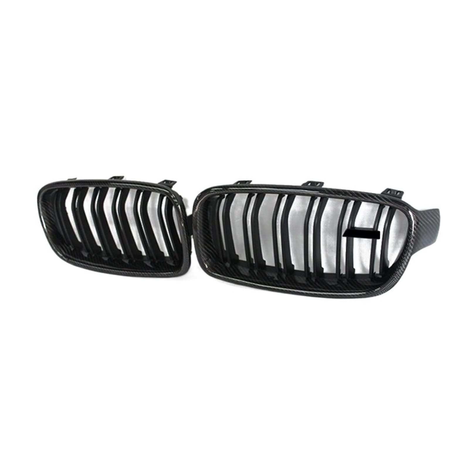 Nierengrill aus Kohlefaser und ABS-Material, kompatibel mit BMW 3er-Reihe F30 Limousine F31 Kombi 2012–2018, Frontstoßstange, glänzender Kühlergrill(2 Fin CF Matte Black) von XWBTRQLK