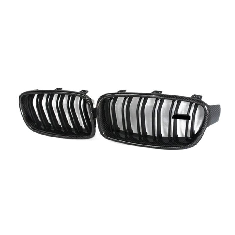 Nierengrill aus Kohlefaser und ABS-Material, kompatibel mit BMW 3er-Reihe F30 Limousine F31 Kombi 2012–2018, Frontstoßstange, glänzender Kühlergrill(2 Fin CF Matte Black) von XWBTRQLK
