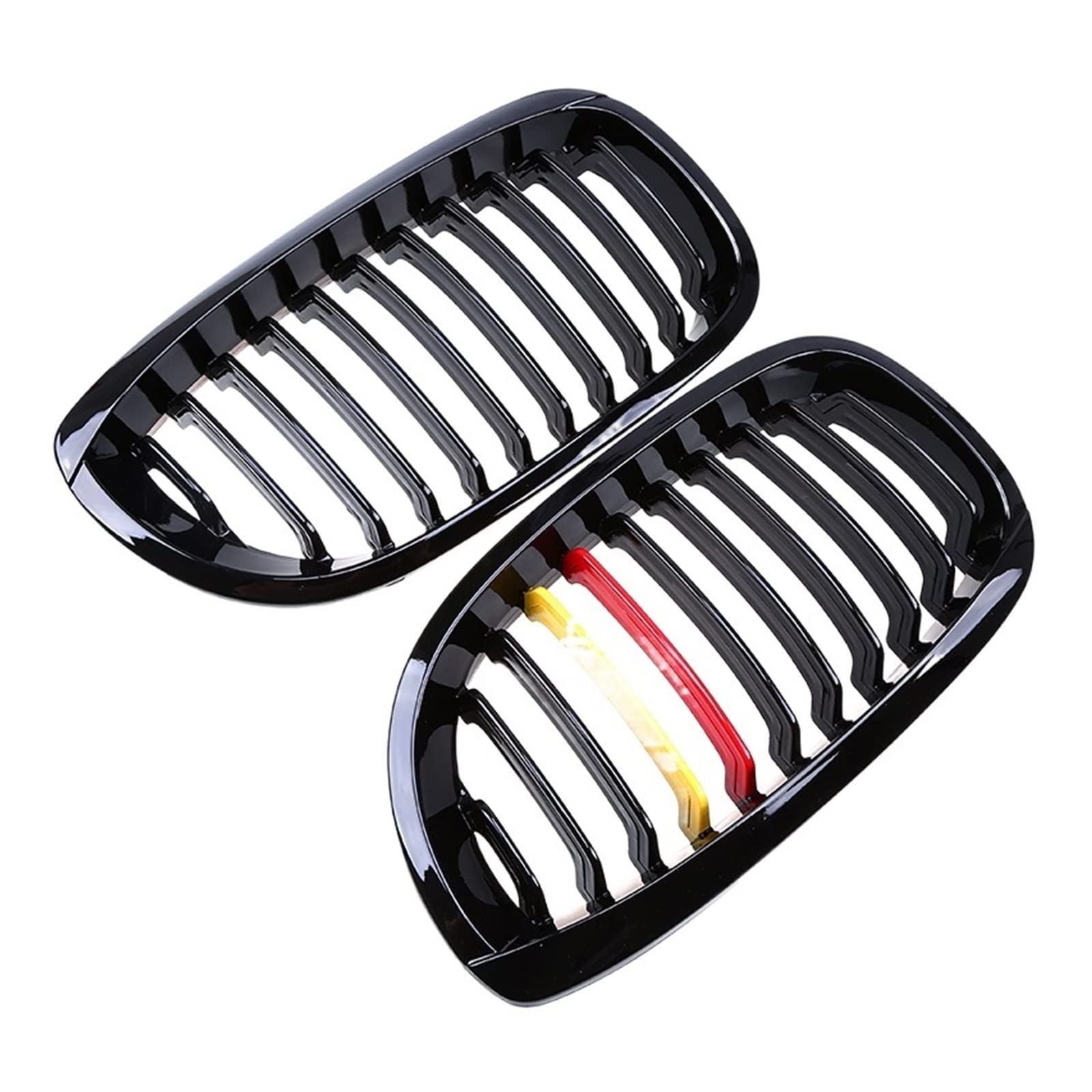 Paar schwarz glänzende Kühlergrills/Gitter Nieren Sport Doppellinie kompatibel für BMW 3er E46 Coupé Cabrio 2003 2004 2005 2006 Auto-Styling von XWBTRQLK