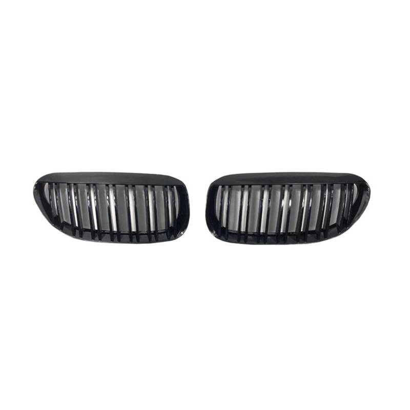Pulleco Nierengrill für die vordere Stoßstange, schwarz glänzend, Doppellamellengrill, kompatibel mit BMW 6er-Reihe M6 ​​E63 E64 630i 650i 645ci 2004–2010, ABS von XWBTRQLK