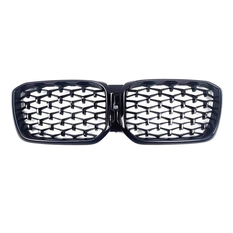Schwarz glänzender Kühlergrill für die obere Stoßstange, Haubengitter mit Kameraloch, kompatibel mit BMW X3 X4 G01 G02 2022 Advance-Version, Diamant-Stil von XWBTRQLK