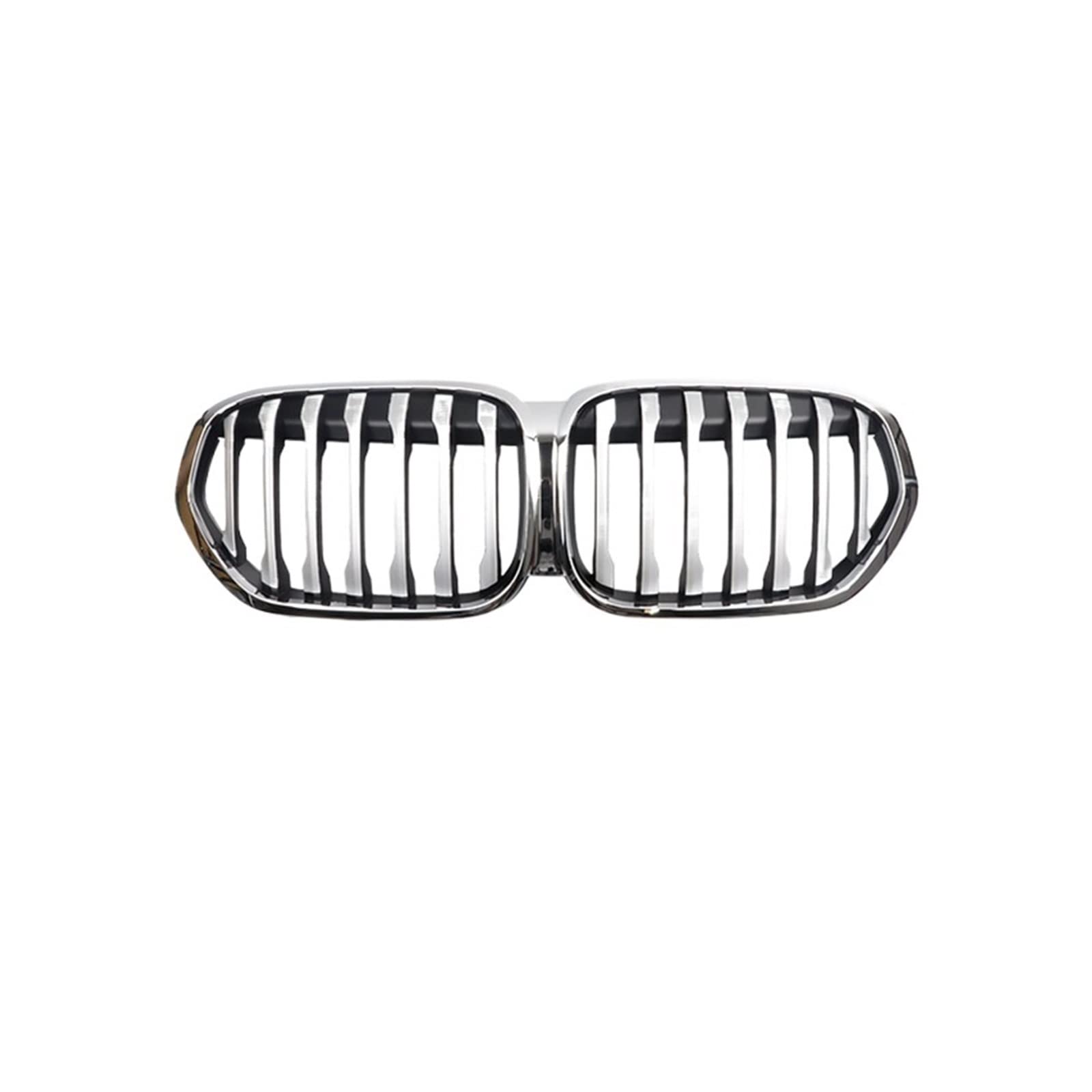 Silberner Nierengrill für die vordere Stoßstange, kompatibel mit BMW X1 F48 LCI 2019–2022, 1-Lamellen-Renngrill, Auto-Styling-Zubehör von XWBTRQLK