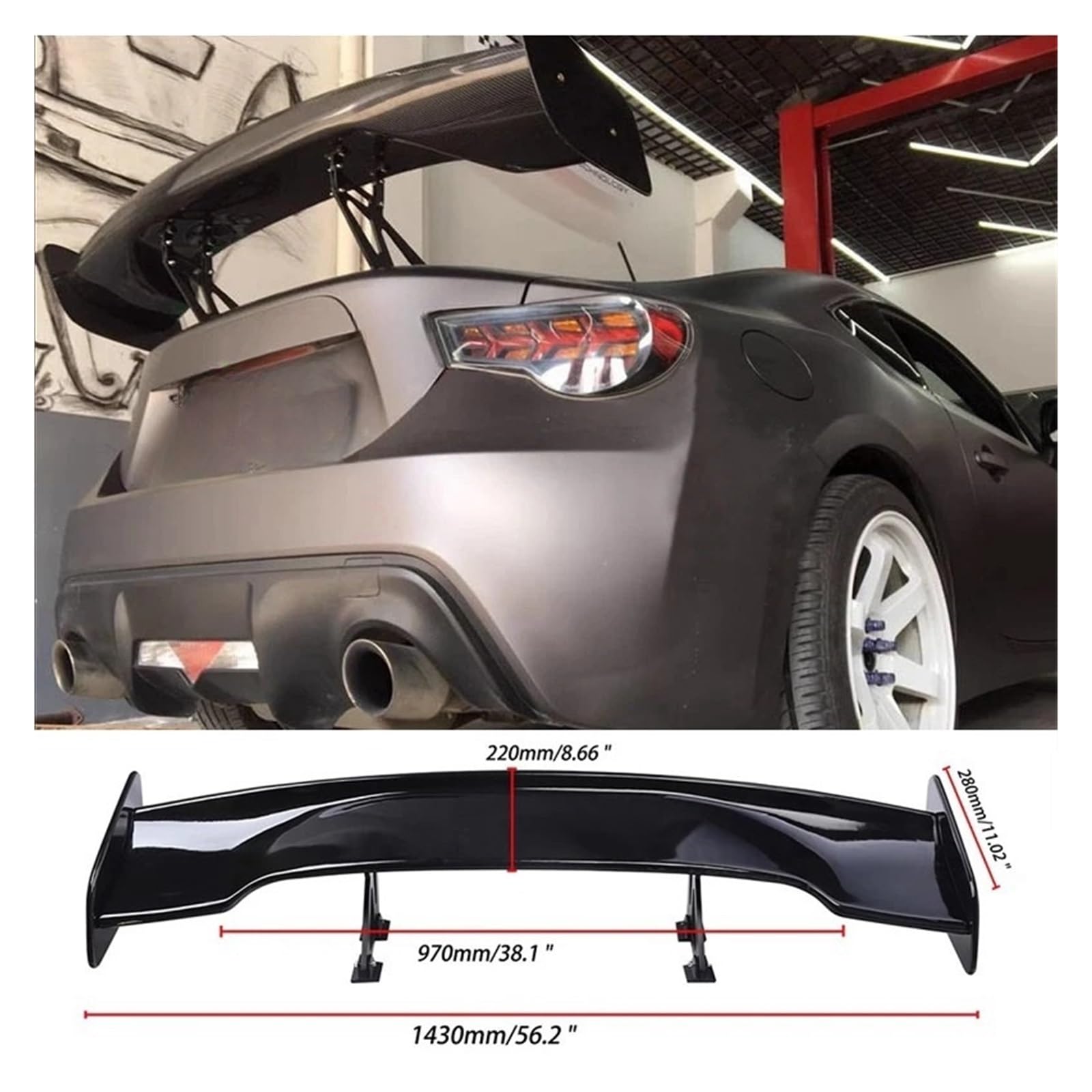 Spoiler für GT 86, kompatibel mit Toyota 86, glänzend schwarz, universeller Heckspoiler, Carbonfaser-Optik/Subaru BRZ 2015–2023, Flügel, Autozubehör(Unpainted) von XWBTRQLK