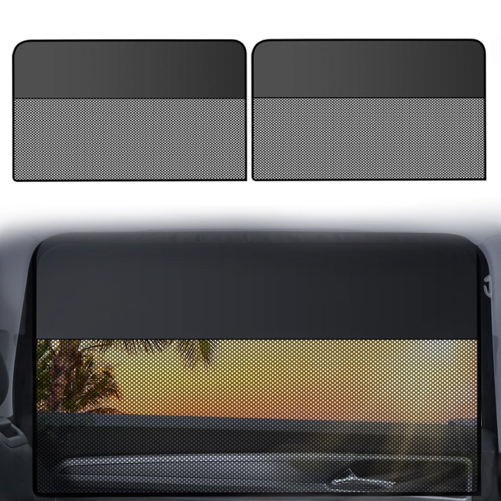 XWUX 2 Stück Sonnenschutz Auto Baby, Gespleißter Magnetisch Sonnenblende Seitenscheibe Hinten mit Halbschatten, Sonnenblende Auto Kinder, Fenster Verdunkelung (Heckscheiben) von XWUX