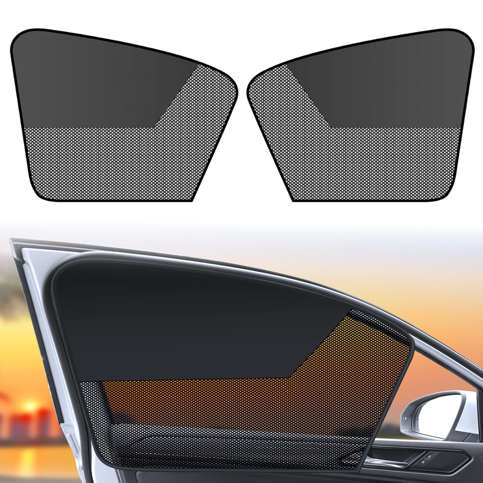 XWUX 2 Stück Sonnenschutz Auto Vorhang für Fahrer, Gespleißter Magnetisch Sonnenblende Seitenscheibe mit Halbschatten, Sonnenschutz Auto Frontfenster, Fenster Verdunkelung (Frontfenster) von XWUX