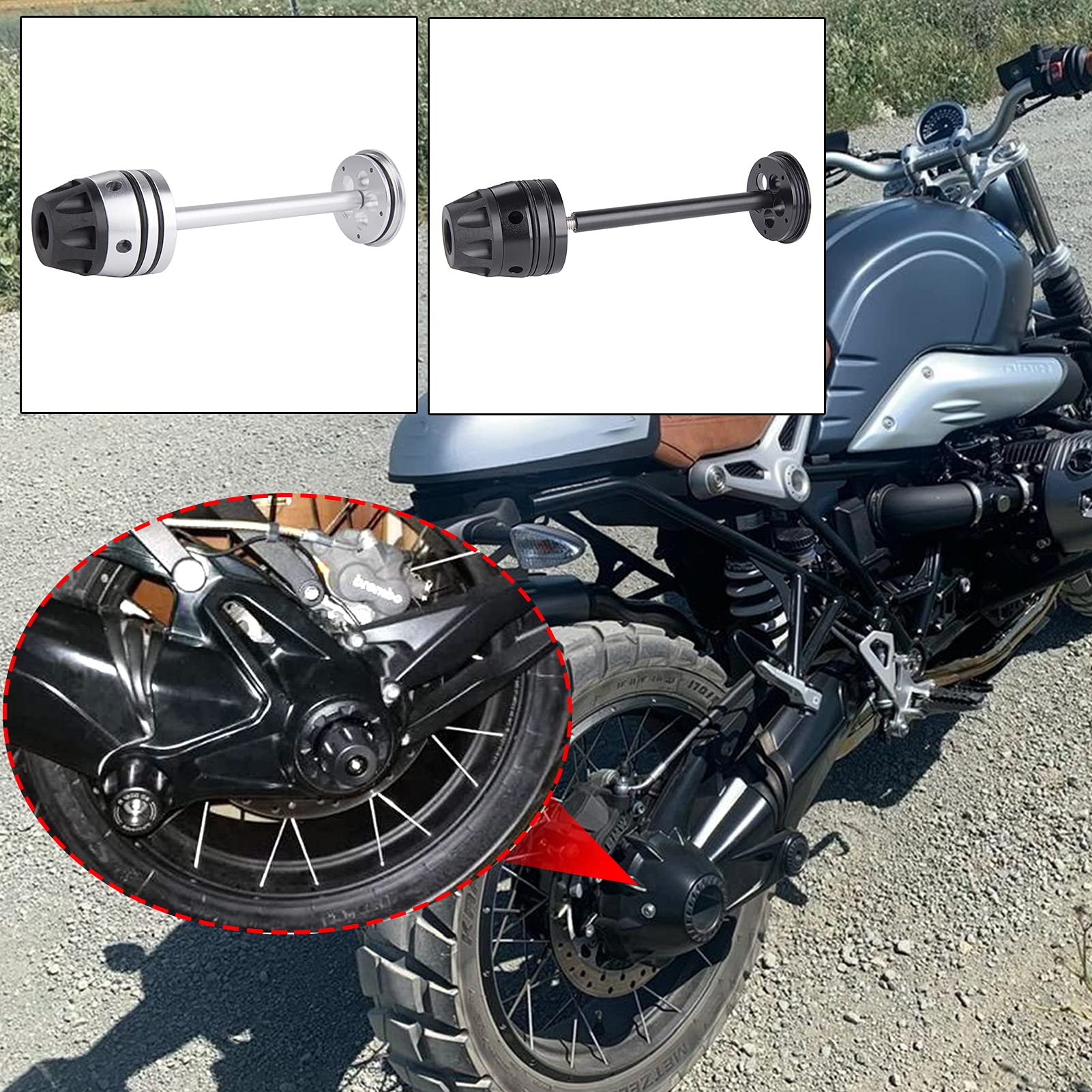 Motorrad R1250GS hinten Refit Rad Gabel Achse Sliders Cap Pad Crash Protector for R1200GS 2007-2012 RnineT 2014-2018 (Silber) von XX eCommerce