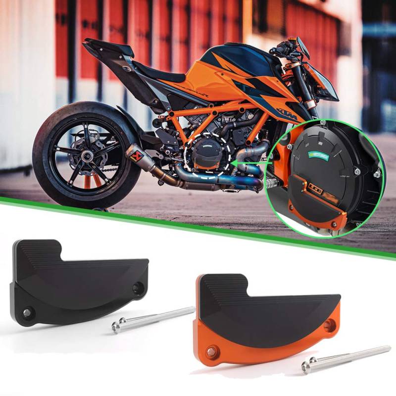 XX eCommerce Motorrad Recht Motor Stator Abdeckung Schutz Fall Schieberegler Bewachen Beschützer für K-T-M 1290 Super Duke R GT RC8 (Schwarz) von XX eCommerce