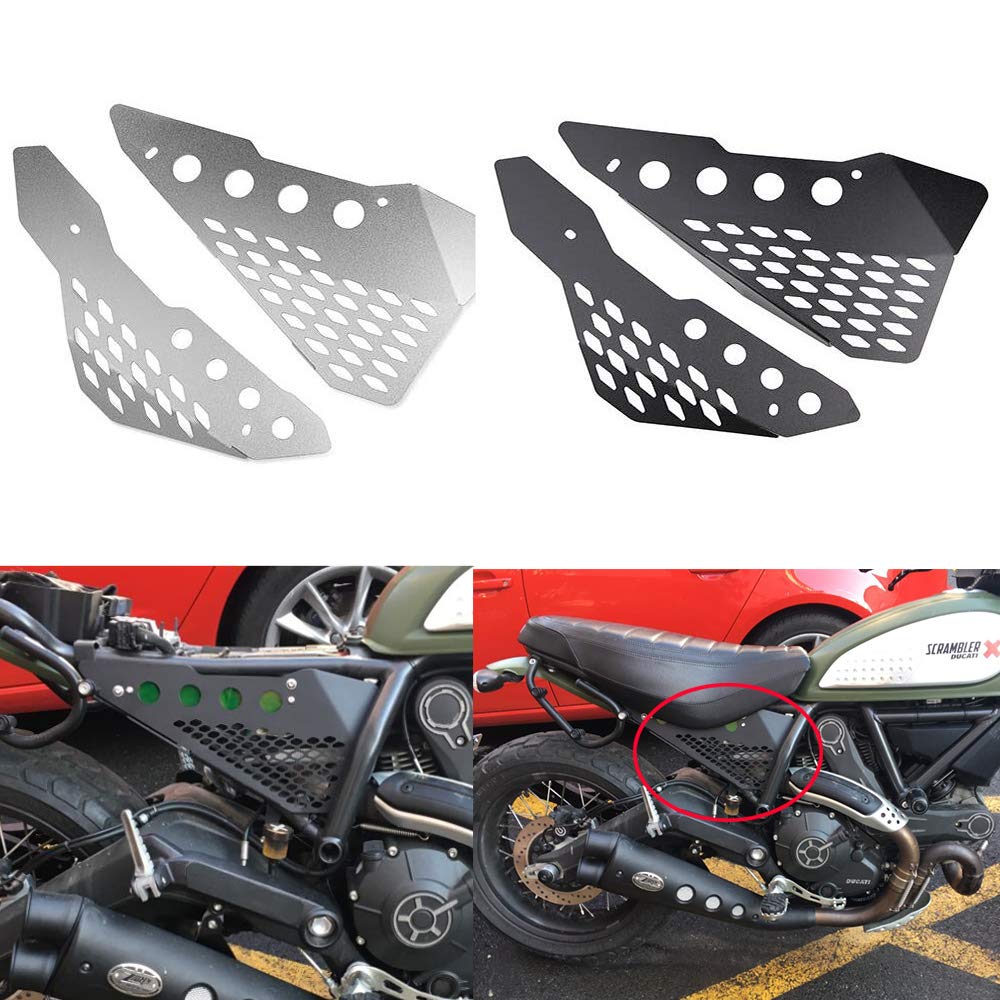 XX eCommerce Motorradzubehör Aluminium Side Mid Rahmen Cover Panel Schutzfolie Verkleidung für Ducati Scrambler Sixty/Desert Sled/Vollgas/Urban Enduro (Schwarz) von XX eCommerce