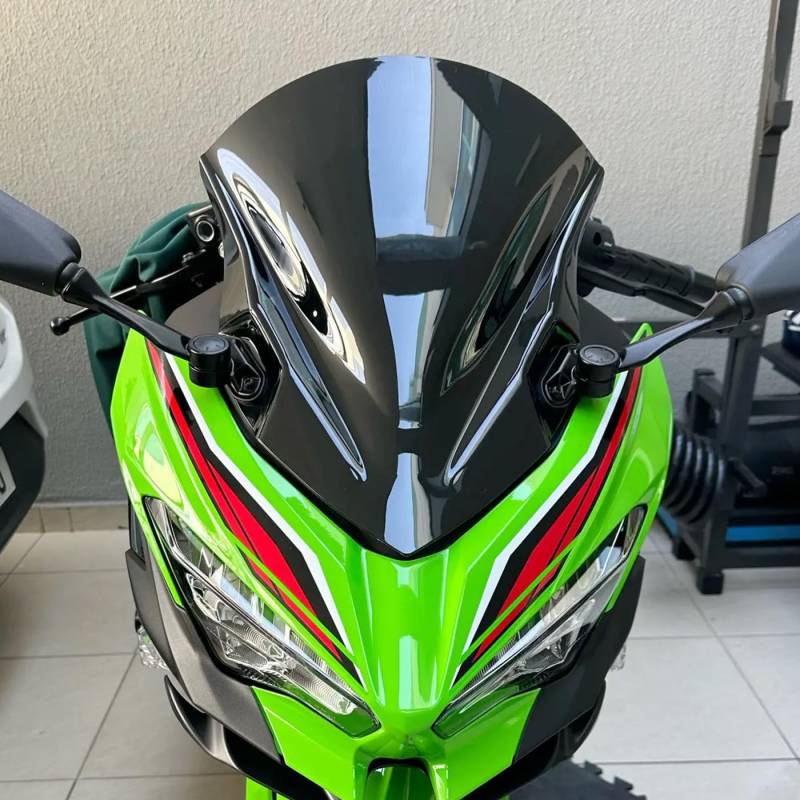 for Kawasaki für Ninja 400 2018-2022 Motorrad Hochwertige PC Kunststoff Windschutzscheibe Schallwand Windabweiser Mit Halterung (Rauch) von XX eCommerce