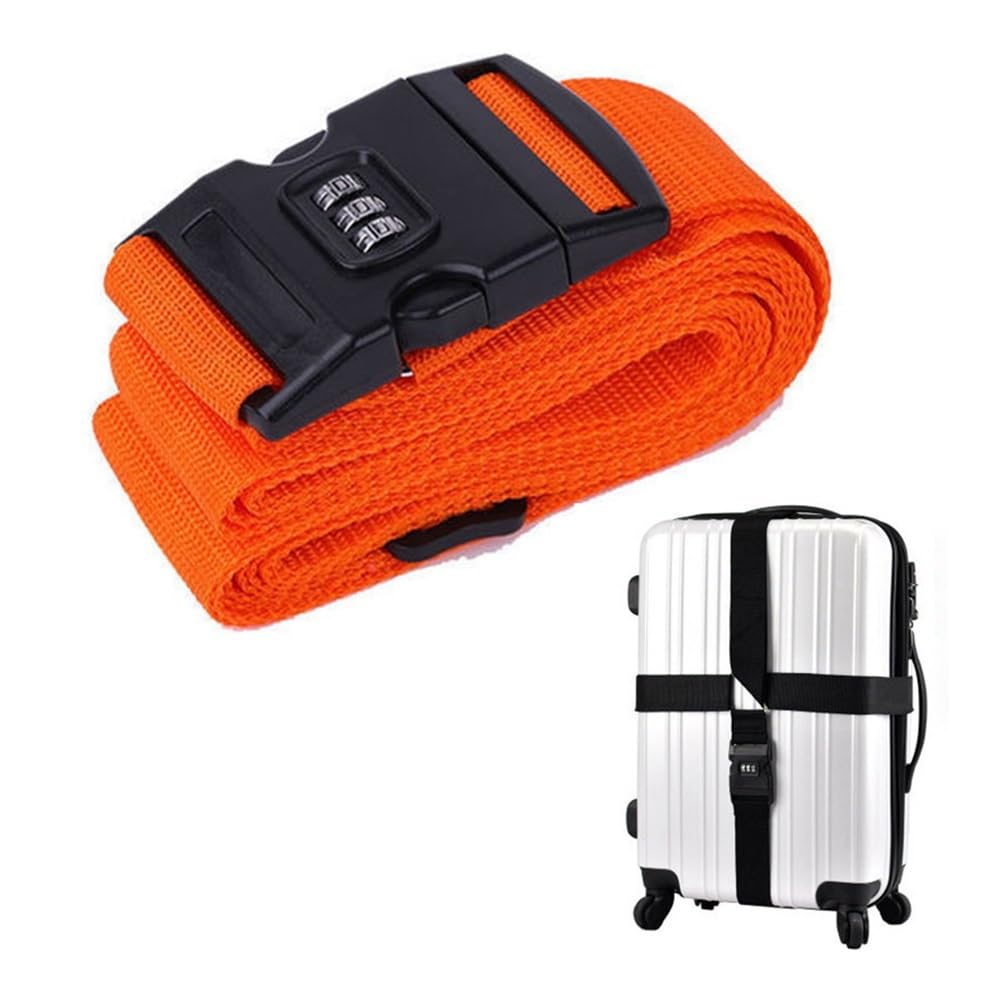 420 cm verstellbarer Gepäckgurt, Reisezubehör, Kofferzubehör, fester Gürtel, Passwortgurte für 45,7 - 86,4 cm (18-34 Zoll) Koffer (Orange) von XXCLW