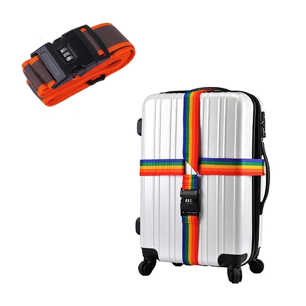 Cipher Lock Gepäckgurte, verstellbar, Reisekoffer-Schnalle, Gepäckgurt, Reisezubehör, Koffer, Verpackung, Sicherheitsgurte (grau-orangefarbener Gurt) von XXCLW