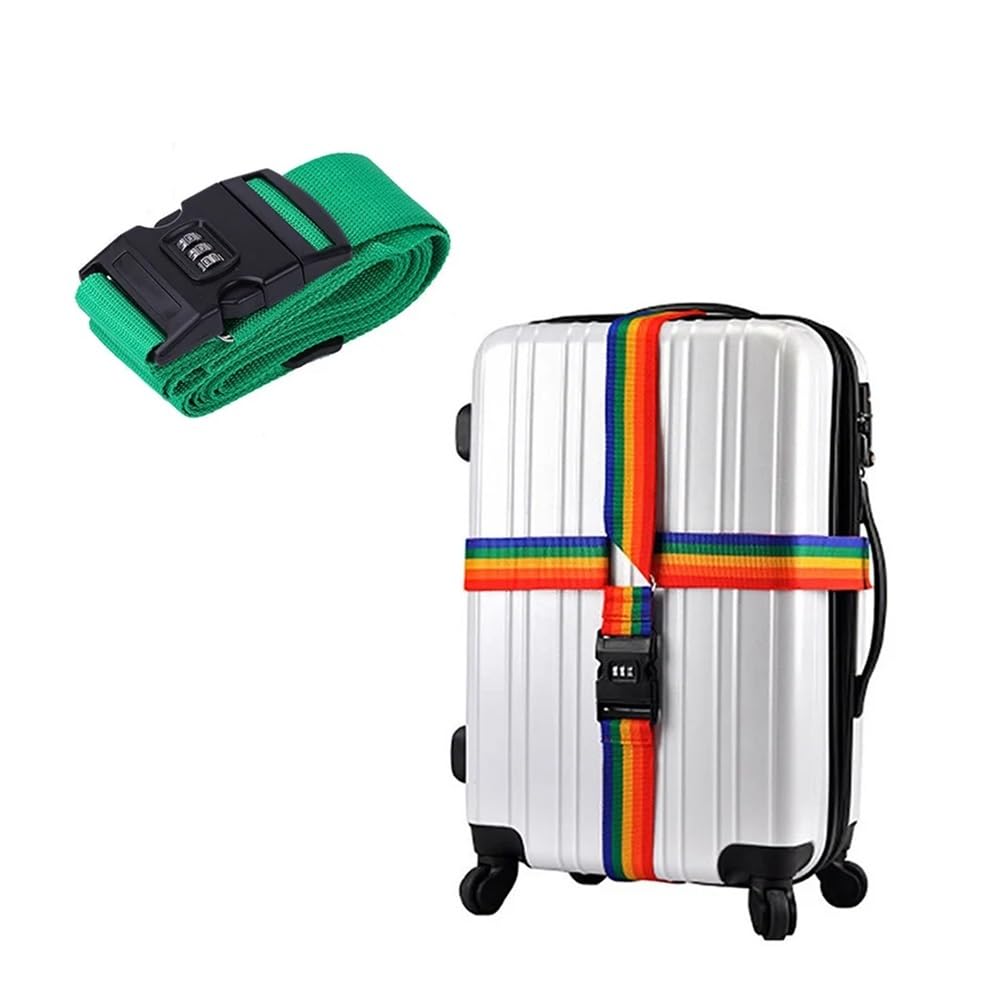 Cipher Lock Gepäckgurte, verstellbar, Reisekoffer-Schnalle, Gepäckgurt, Reisezubehör, Koffer, Verpackung, Sicherheitsgurte (grüner Gurt) von XXCLW