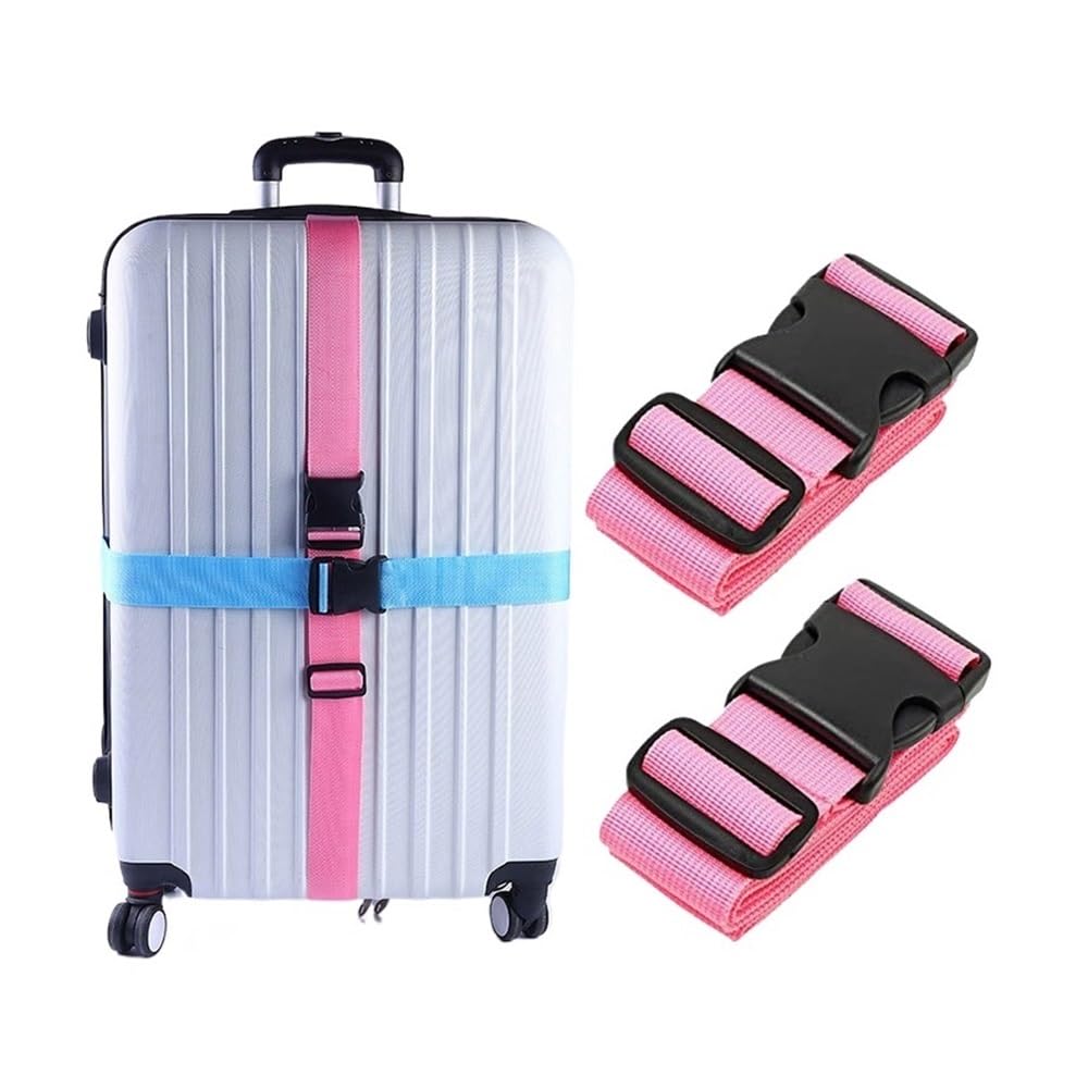 Verstellbarer Gepäckgurt, Reisezubehör, Kofferzubehör, fester Gürtel, Passwortgurte für 45,7 - 86,4 cm Koffer (2 Stück, rosa) von XXCLW