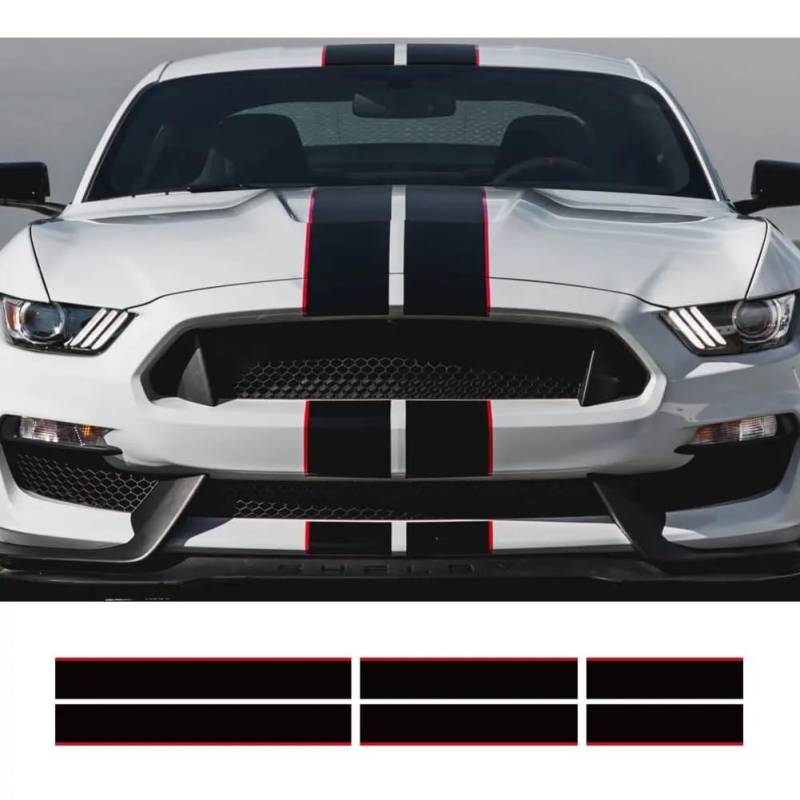 3-teilige Autoaufkleber, für Ford Mustang GT500 GT350 GT Grafikstreifen-Kit Vinyl-Tuning-Abdeckung Autohaube Bonent Dach Heckdekor Aufkleber von XXGJOALD