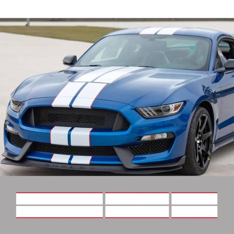 3-teilige Autoaufkleber, für Ford Mustang GT500 GT350 GT Grafikstreifen-Kit Vinyl-Tuning-Abdeckung Autohaube Bonent Dach Heckdekor Aufkleber von XXGJOALD