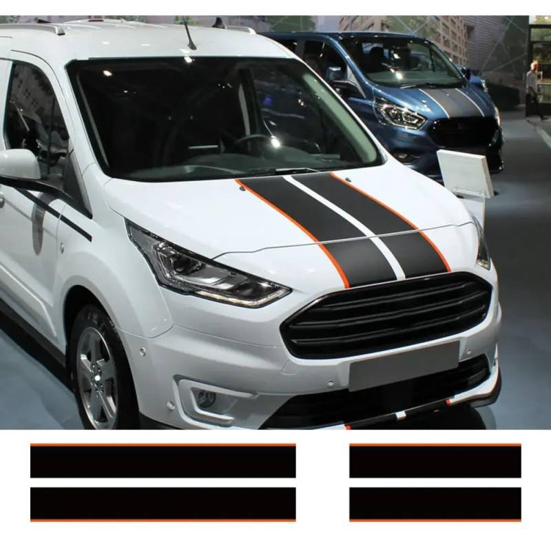 4 Teile/los Auto Motorhaube Hecktür Aufkleber, Für Ford Transit Connect Tuning Zubehör Camper Van Auto Sport Vinyl Aufkleber von XXGJOALD