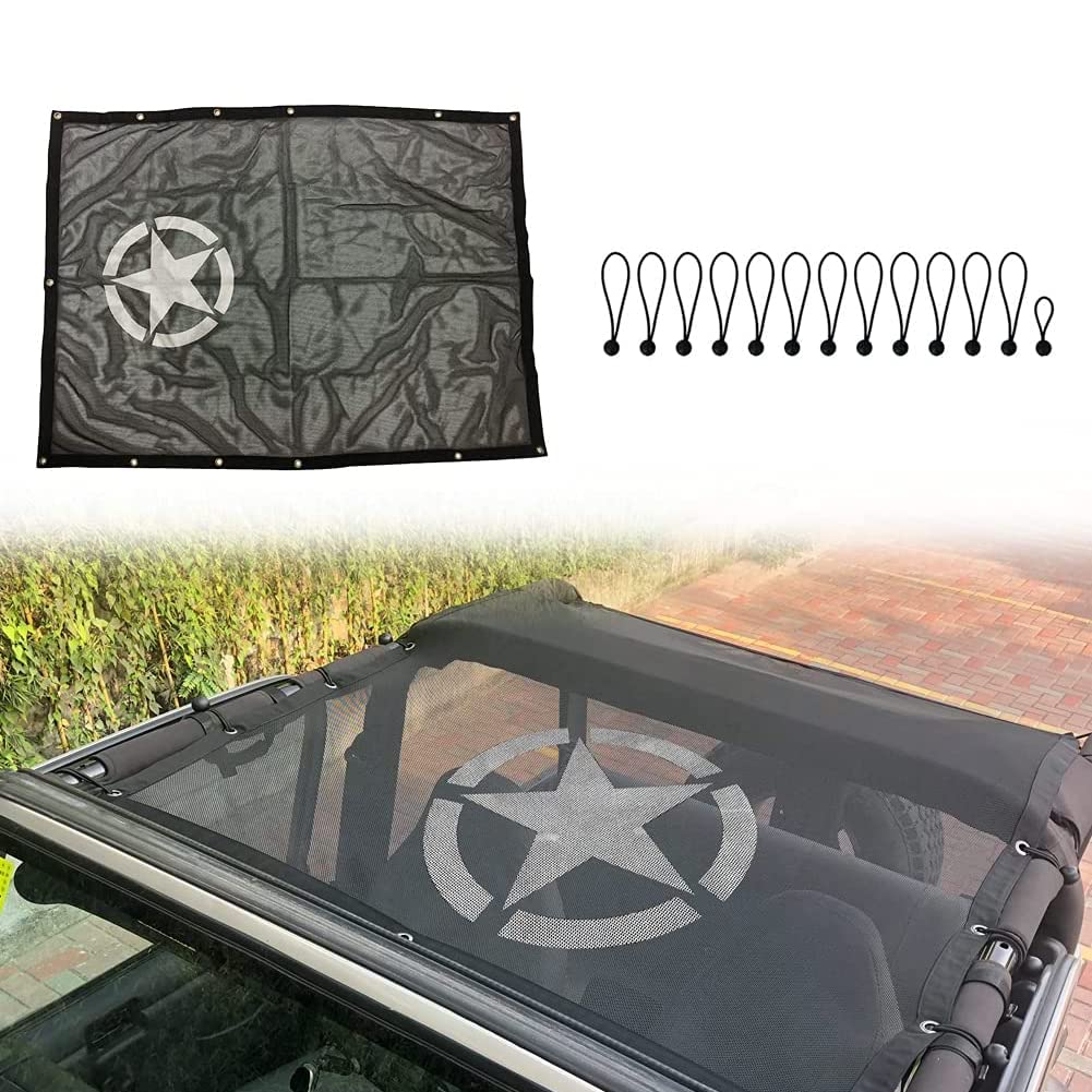 XYHAOAI Sonnenschutznetz-Oberabdeckung bietet UV-Sonnenschutz für das Dach, kompatibel mit Jeep Wrangler TJ YJ 1987–2006, 5-Sterne-Stil XYHAOAI Sonnenschutznetz-Oberabdeckung bietet UV-Sonnenschutz für das Dach, kompatibel mit Jeep Wrangler TJ YJ 1987–2006, 5-Sterne-Stil von XYHAOAI