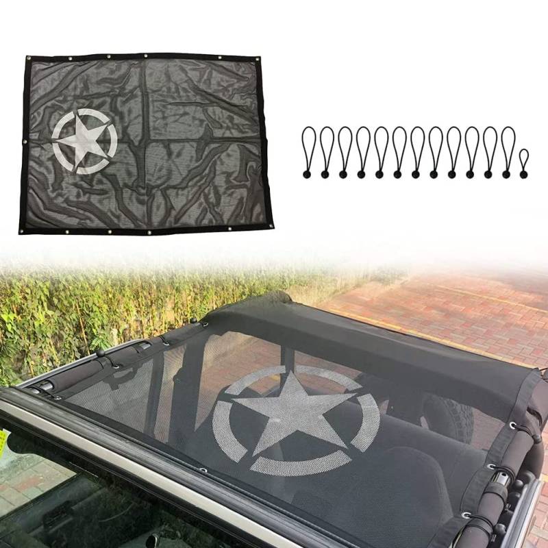 XYHAOAI Sonnenschutznetz-Oberabdeckung bietet UV-Sonnenschutz für das Dach, kompatibel mit Jeep Wrangler TJ YJ 1987–2006, 5-Sterne-Stil von XYHAOAI