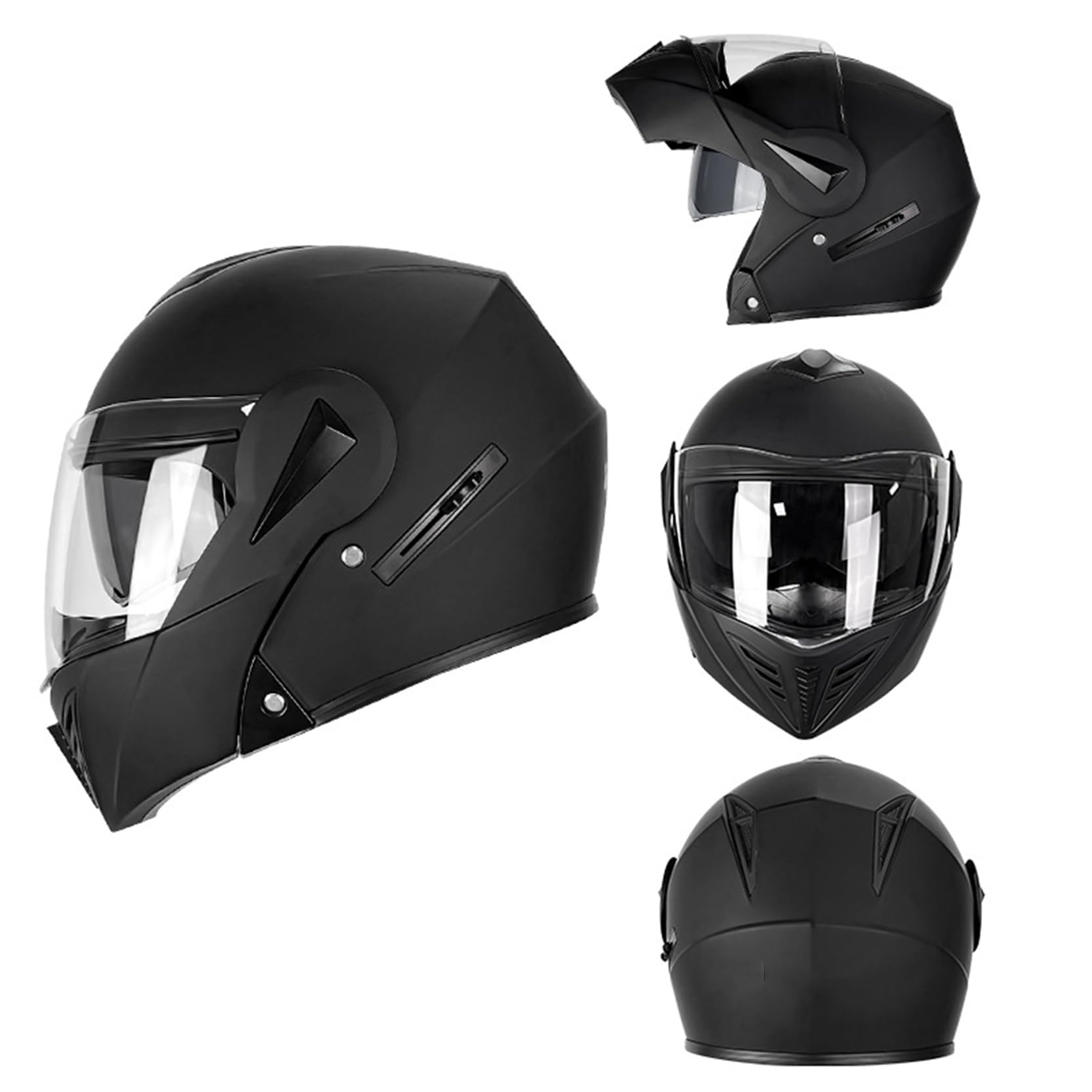 Klapphelm für Motorradfahrer mit HD-Doppelvisier, modularer Motorradhelm mit ECE-Zulassung, EIN Helm mit Mehreren Formen, herausnehmbares Innenfutter, Netz-Baumwollfutter,Black B-M(55~56cm) von XYLGJYT