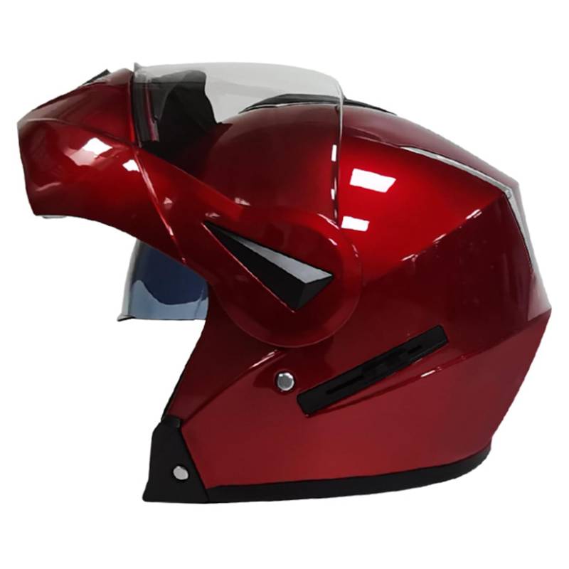 Klapphelm für Motorradfahrer mit HD-Doppelvisier, modularer Motorradhelm mit ECE-Zulassung, EIN Helm mit Mehreren Formen, herausnehmbares Innenfutter, Netz-Baumwollfutter,Red-M(55~56cm) von XYLGJYT