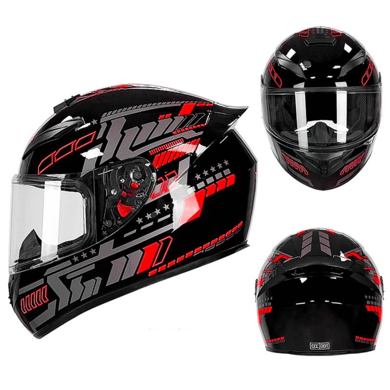 XYLGJYT Modularer Motorradhelm, leicht, hochklappbarer Integralhelm mit Doppelvisier, ECE-geprüft, herausnehmbares und waschbares Innenfutter, hochfeste Schale,Für Erwachsene,C-M(54~56cm) von XYLGJYT