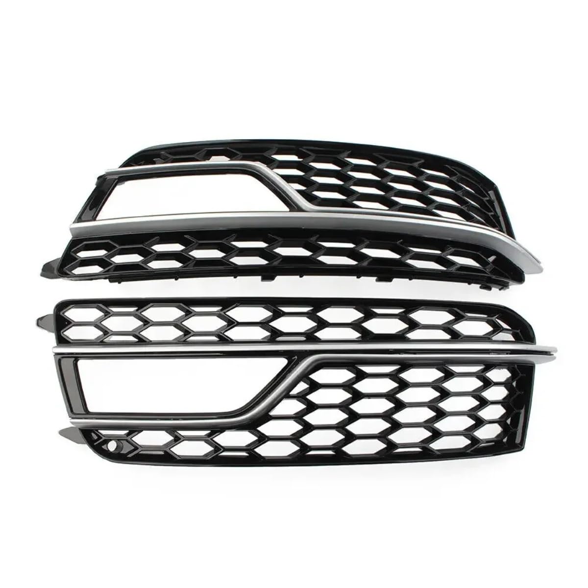 XYUOIS Nebelscheinwerfer Gitter Kompatibel Mit S5 Für SLine A5 2013 2014 2015 2016 2 X Auto-Nebelscheinwerfer-Lampenabdeckung, Grill, Waben-Stoßstangen-Set 8T0807682M(Chrome Silver) von XYUOIS