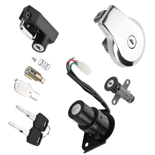 XYWOPO 1 Satz Motorrad-Zündschalter-Tankdeckel-Lenkschloss-Kit, for Sitz, Schloss, Helmschloss mit 2 Schlüsseln, for Virago XXV240 XV125 XV250 XV535 Motorrad-Zündschalter-Schloss-Kit von XYWOPO