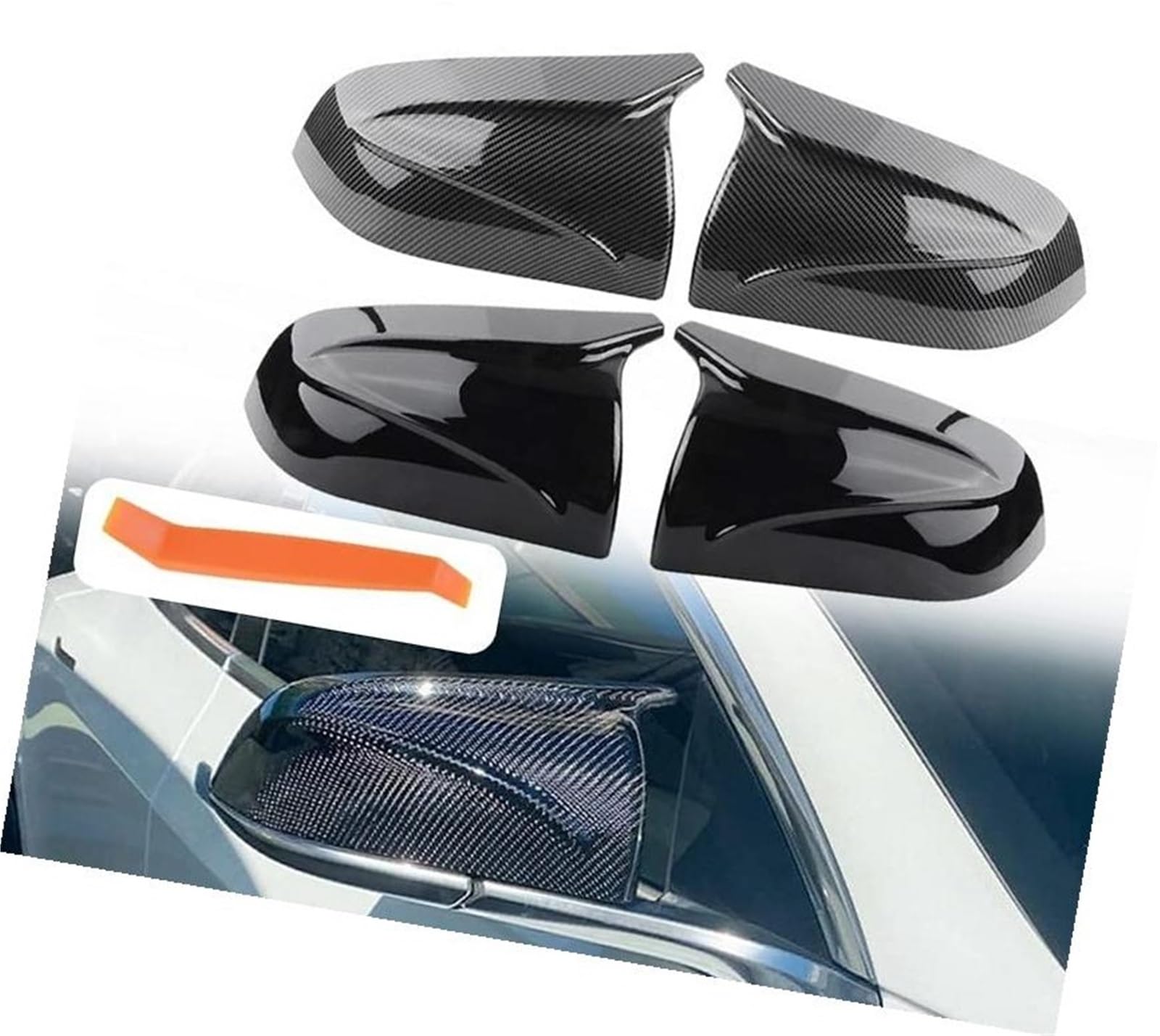 XYWOPO Auto-Rückspiegel-Abdeckung, Dekorkappe, Seitenspiegel-Abdeckung, Ersatz-Auto-Styling-Zubehör, for Tesla, Modell 3 2017–2021 Auto-Außenspiegelabdeckung(Black Carbon Fiber Look) von XYWOPO