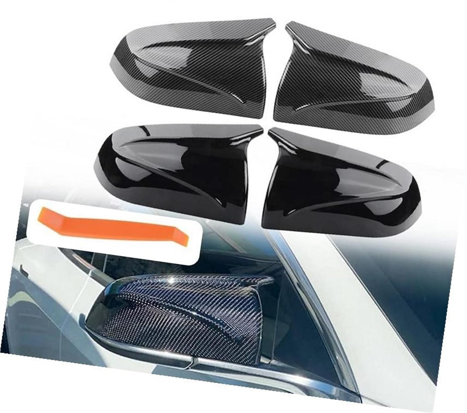 XYWOPO Auto-Rückspiegel-Abdeckung, Dekorkappe, Seitenspiegel-Abdeckung, Ersatz-Auto-Styling-Zubehör, for Tesla, Modell 3 2017–2021 Auto-Außenspiegelabdeckung(Black Glossy Black) von XYWOPO