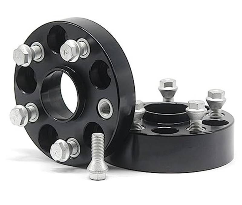 XYWOPO Autoraddichtung, 2 STK. SPURVERBREITERUNGEN + 10 Schrauben, for 20-50 mm, geschmiedete Aluminiumlegierung 6061-T6 PCD 5x100 57,1 mm Radadapter Spurverbreiterungen Auto-Radverbreiterungen(Black von XYWOPO