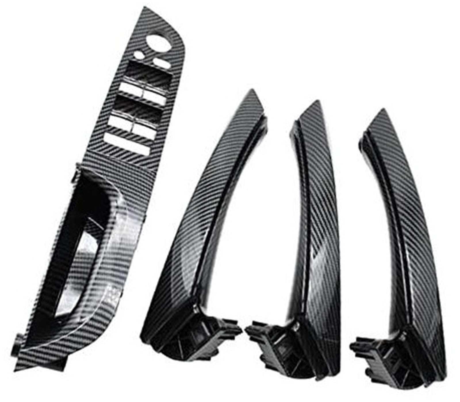 XYWOPO Linkshänder-Fahrer-Carbonfaser-Innentürgriff-Armlehnenverkleidung, for, 3er-Serie E90 E91 316 318 320 325 328 Auto-Innentürgriff(Black 37.5 A1 Set) von XYWOPO