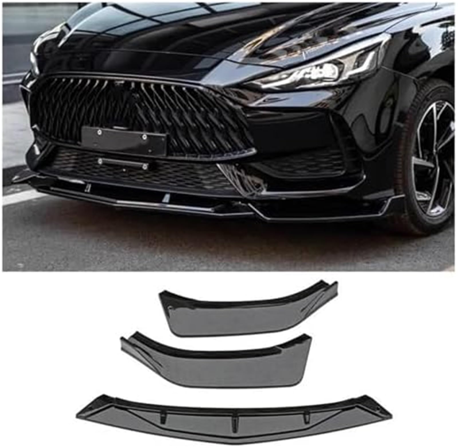 XYWOPO Splitter Car Body Kit Zubehör Frontspoilerspoiler, for Morris Garages 5 Frontschürzensplitter, for MG, GT 5 2021-2023 Lippensplitter(Typ Y Schwarz-Rot) Autospoiler-Splitter(Black Type Y Glossy von XYWOPO