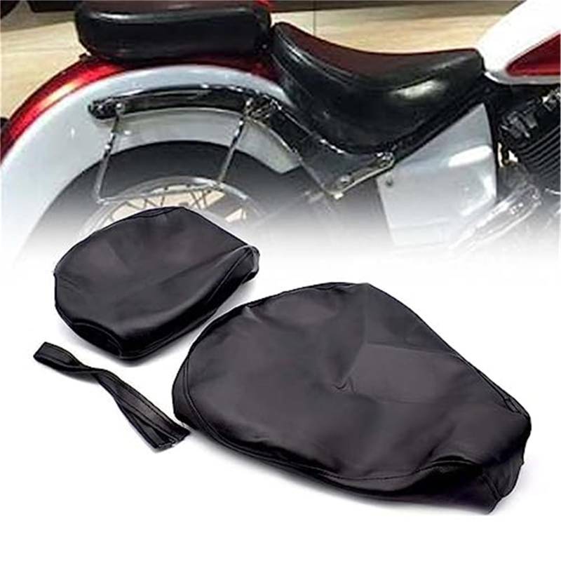 XYWOPO V Star 650 Dickes schwarzes PU-Leder-Motorrad, for Sitz, Bezug, Kissenschutz, wasserdicht, for V-Star 650 Dragstar XVS650 Zubehör Motorrad-Sitzbezug von XYWOPO