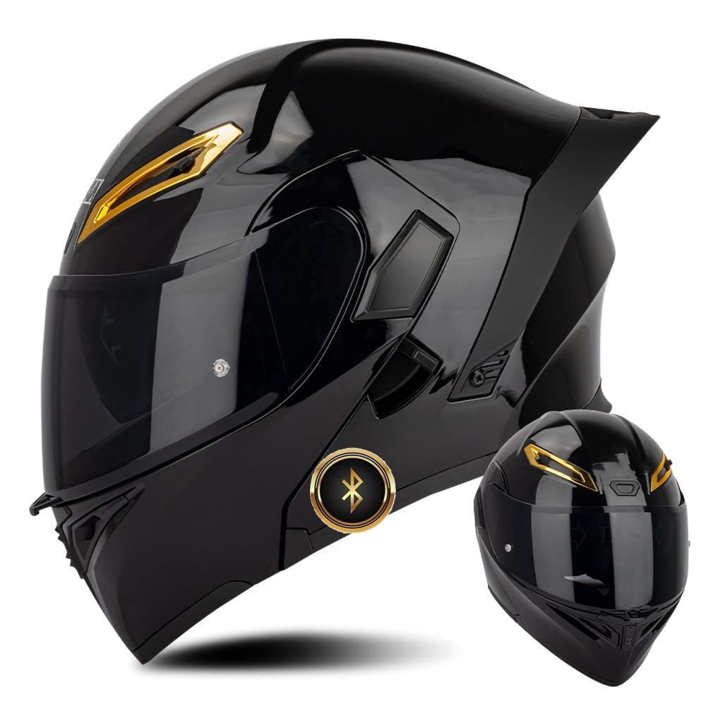 Bluetooth Motorradhelm ECE-geprüfter Klapphelm Modulare Helm Erwachsene Damen und Herren mit Doppelvisier, Lautsprechermikrofon Geräuschunterdrückung Multifunktional Bluetooth von XYYYM