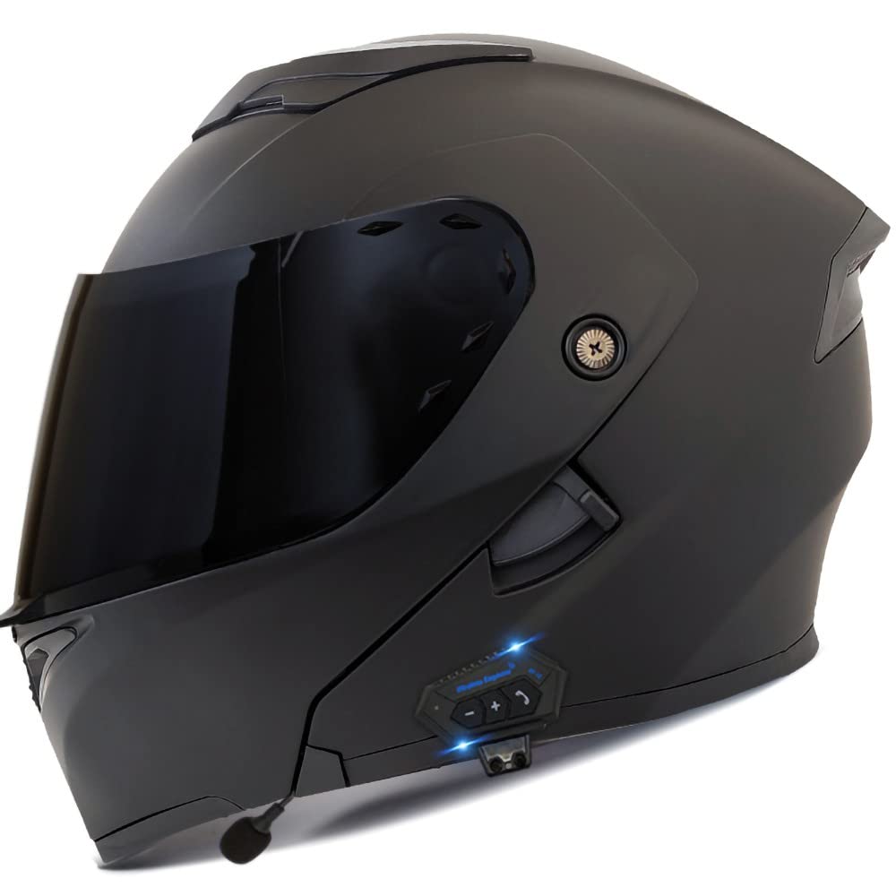 Bluetooth Motorradhelm Motorrad Klapphelm Modularer Helm mit Doppelvisier, ECE Genehmigte Kopfhörer für Automatische Antwort, Vollvisierhelm für Erwachsene Männer Frauen, S-XXL von XYYYM