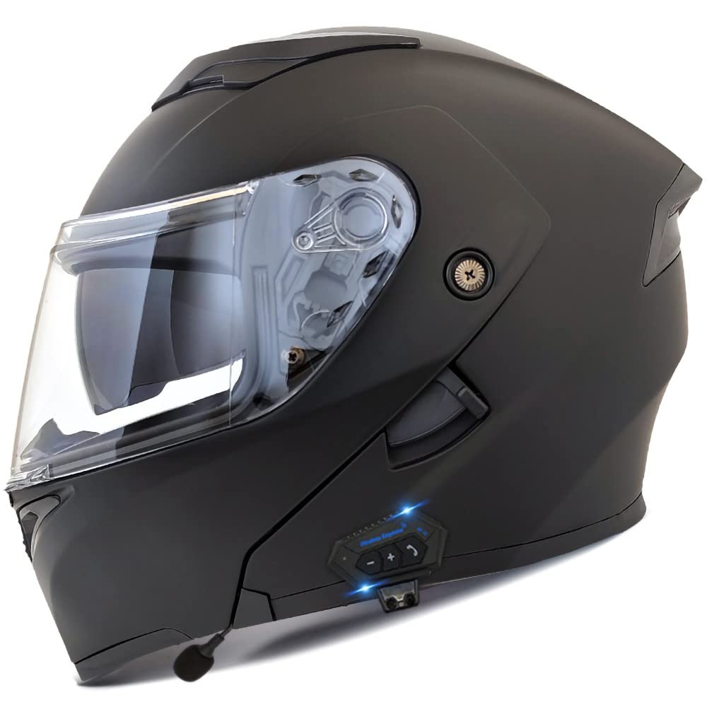 Bluetooth Motorradhelm Motorrad Klapphelm Modularer Helm mit Doppelvisier, ECE Genehmigte Kopfhörer für Automatische Antwort, Vollvisierhelm für Erwachsene Männer Frauen, S-XXL von XYYYM