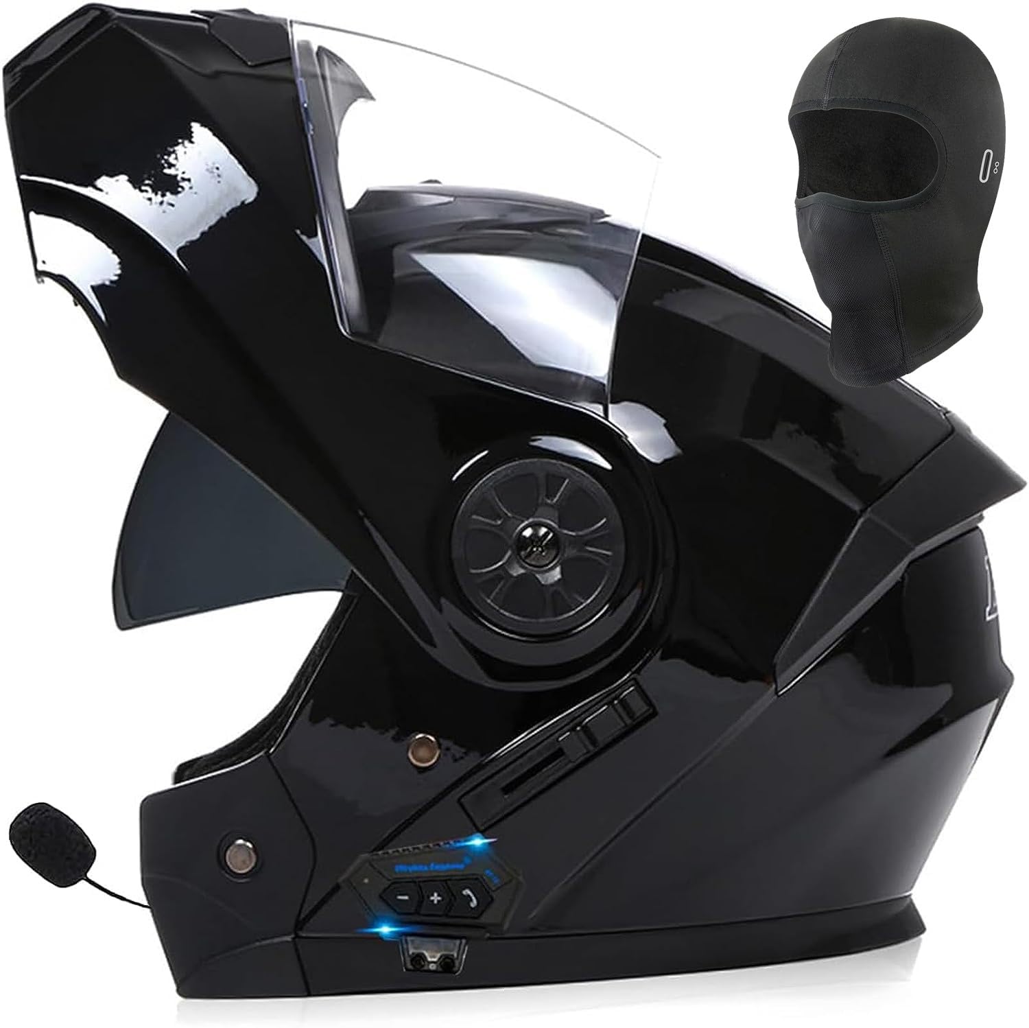 Motorradhelm Klapphelm mit Bluetooth, Männer Frauen Modular Helm Duale Sonnenblende Vollgesichts-Helm Automatische Antwortfunktion, Integrierte Kommunikation, ECE Zertifiziert von XYYYM