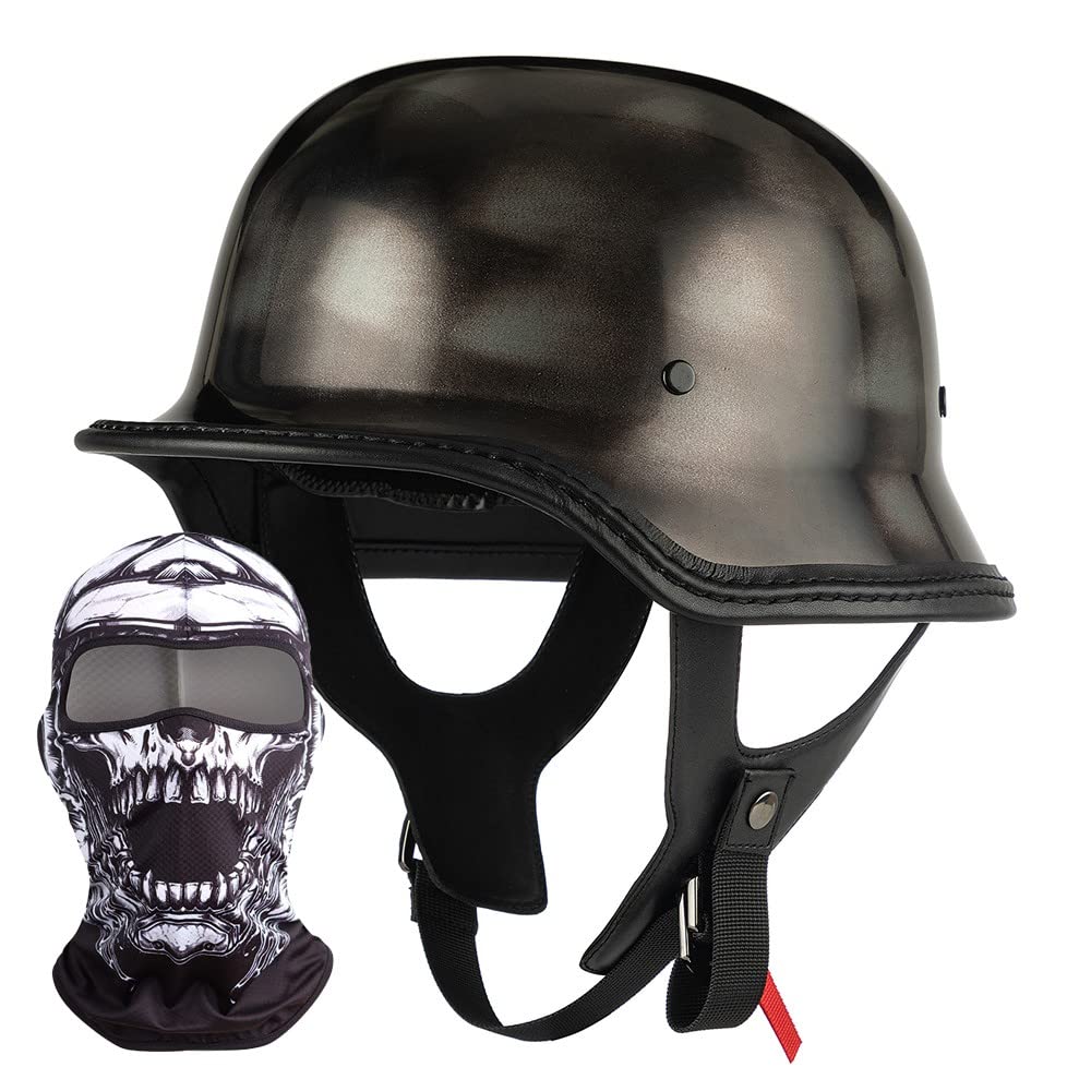 Vintage deutsche Motorrad Halbhelm,Retro Jethelm ECE genehmigt, Erwachsene Männer Frauen Half Shell Cap mit Verstellbarer Schnellverschluss Schnalle, für Fahrrad Cruiser Roller Vintage deutsche Motorrad Halbhelm,Retro Jethelm ECE genehmigt, Erwachsene Männer Frauen Half Shell Cap mit Verstellbarer Schnellverschluss Schnalle, für Fahrrad Cruiser Roller von XYYYM