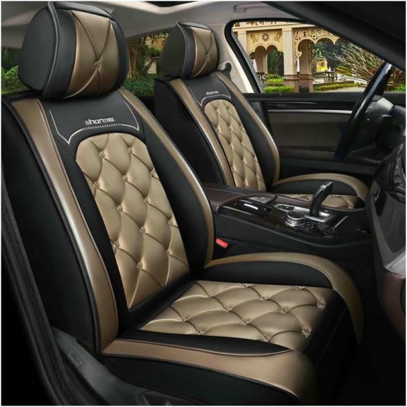 XYZASC-Autositzbezüge sind geeignet für Vw Up! Golf Polo Caravelle Multivan Sharan Passat Variante T-ROC T-C-Ross Autoschutzhüllen/Zubehör,Gold von XYZASC