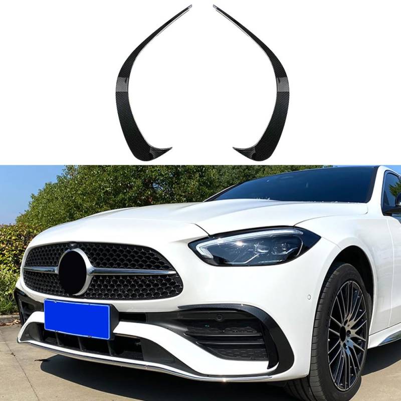 Auto Frontstoßstange Lufteinlass Kühlergrill Seitenlamellen Luftmesser Spoiler, Auto Dekoration Zubehör, für Mercedes-Benz C-Klasse W206 C200 C260 C300 AMG 2022+,Carbon Fibre von XZLDSD