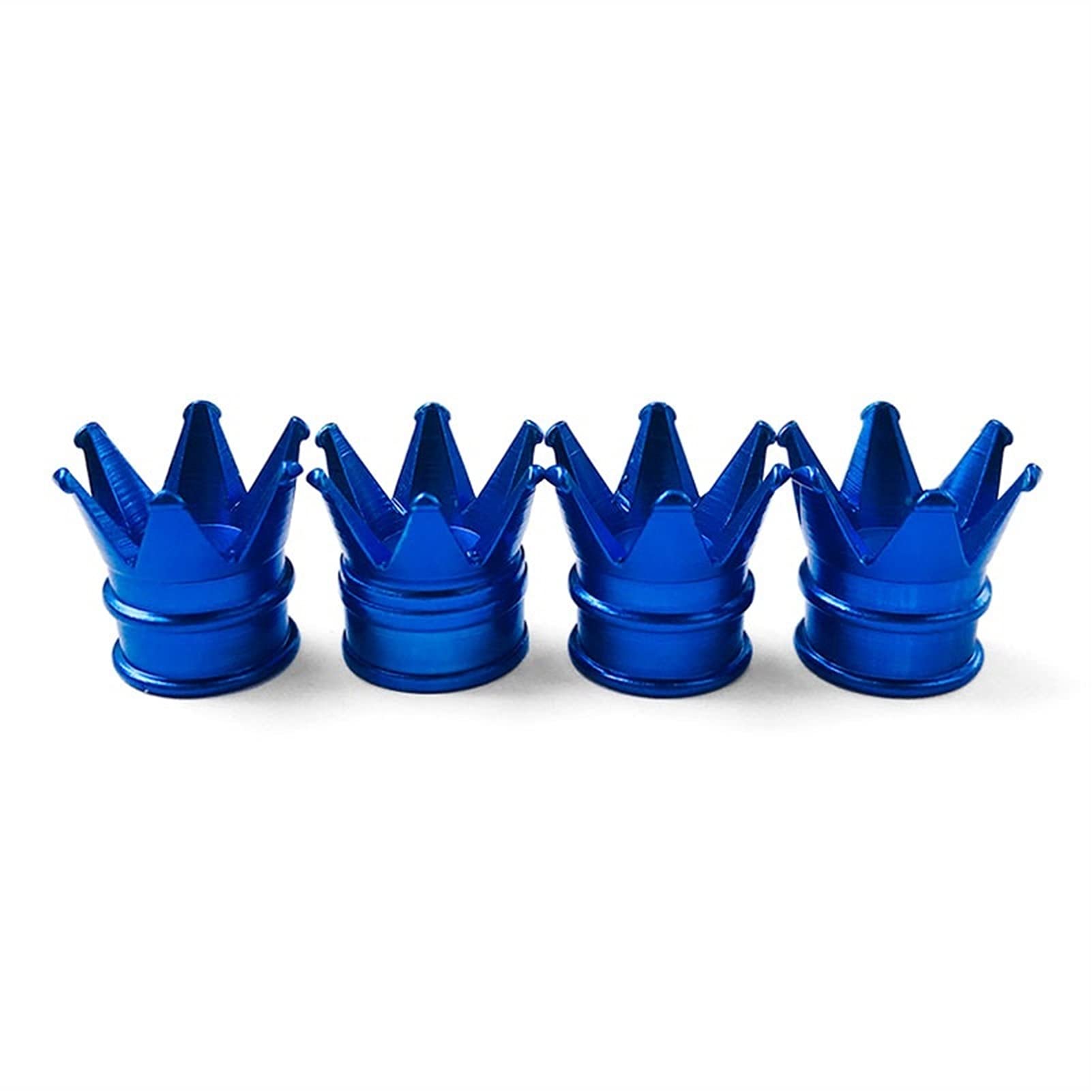 XZMALZYC 4 stücke Ankommen Bunte Aluminium Krone Auto Reifen Ventil STEM Caps Reifen Luftstaubkappen LKW Fahrrad Rad Auto Ventilkappe (Color : 4 pcs of Blue) von XZMALZYC