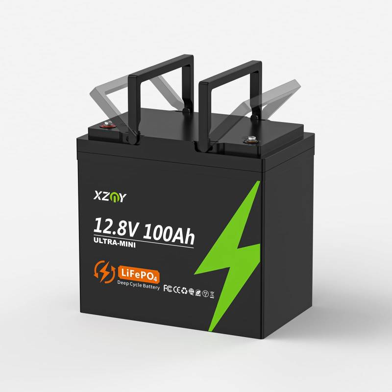 XZNY 12V 100Ah Mini LiFePO4 Lithium-Batterie, Ultra Mini 12V 100Ah LiFePO4 Tiefzyklus Lithium-Akku mit integriertem 100A-BMS, Geeignet für Wohnmobile, Solarbatterien und Off Grid von XZNY