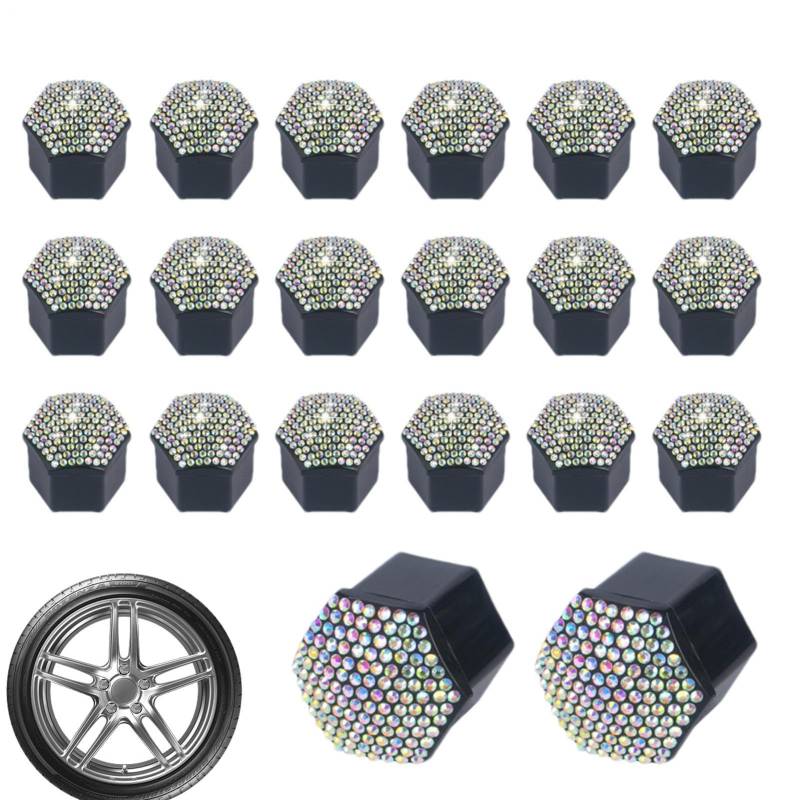 Xasbseulk Radmutterabdeckungen | Glitzernde Schraubenabdeckungen Set mit 20 Stück - Radmutterkappen Dekoration für Auto, Felgenschutz für Fahrzeuge Van LKW Traktor von Xasbseulk