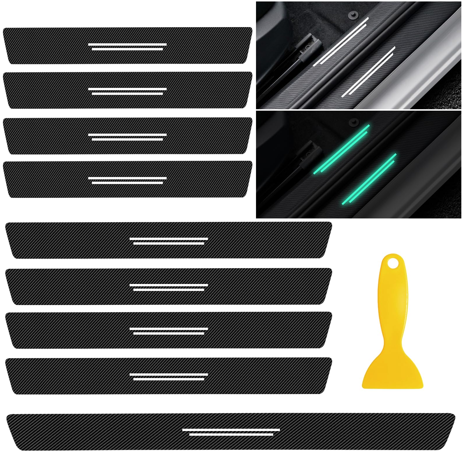 9 Stück Auto Carbon Fiber Einstiegsleisten Schutz Mit Leuchteffekt, Universal rutschfest und verschleißfest Türschweller Aufkleber, Einstiegsleisten Kratzschutz, Geeignet für Alle Fahrzeuge 9 Stück Auto Carbon Fiber Einstiegsleisten Schutz Mit Leuchteffekt, Universal rutschfest und verschleißfest Türschweller Aufkleber, Einstiegsleisten Kratzschutz, Geeignet für Alle Fahrzeuge von Xerteam