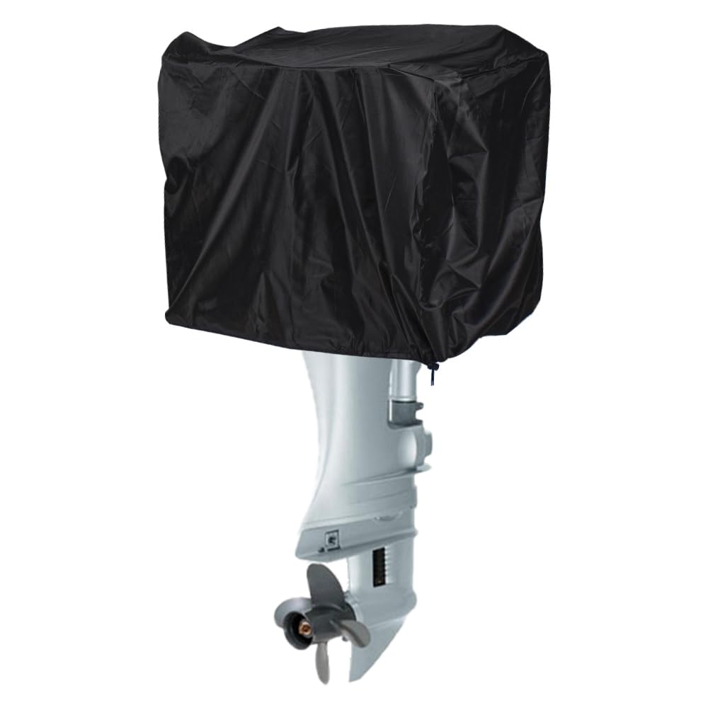 XhuangTech Bootsmotor Abdeckung Halbe, Propeller Boot Motor Aussenborder Schutz Abdeckung aus 210D Polyester-Gewebe, Wasserdicht Sonnenschutz mit Gummiband Universalle (52 x 37 x 32 cm / 15 PS) von XhuangTech