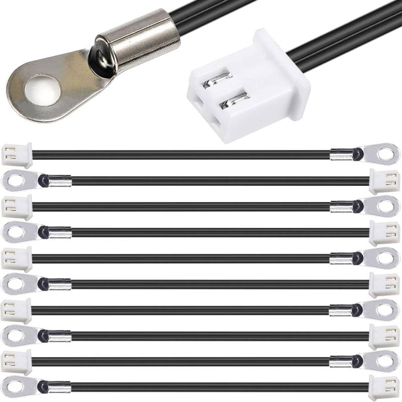 Xiatiaosann 10 Stück NTC Thermistor Temperatursensorsonde XH2.54-2P-Stecker 3950 B Empfindlicher Temperatursensor mit O-Ring Kaltgepresster Anschlussstecker für Aquarium-Warmwasserbereiter-Klimaanlage von Xiatiaosann