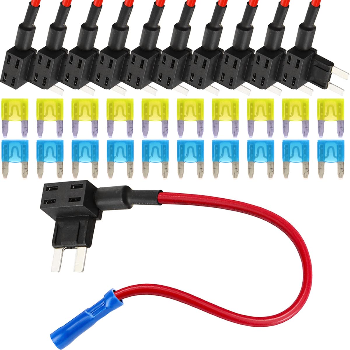 Xiatiaosann 12V Autosicherungen Stromdieb Mini, Flachsicherungsadapter KFZ Stecksicherung Verteiler Add-A-Schaltung Flachsicherungen Sicherungshalter mit 20A & 10A Sicherung, 10 Stück Xiatiaosann 12V Autosicherungen Stromdieb Mini, Flachsicherungsadapter KFZ Stecksicherung Verteiler Add-A-Schaltung Flachsicherungen Sicherungshalter mit 20A & 10A Sicherung, 10 Stück von Xiatiaosann
