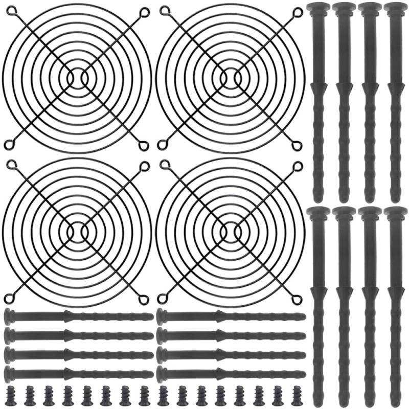 Xiatiaosann 140mm schwarze Fingergrills, PC Computer Lüftergitter 140mm Schutzabdeckung für PC, mit Schrauben, Gummi PC Lüfterschraube (4 Pack) von Xiatiaosann
