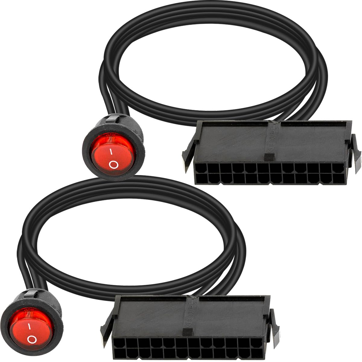 Xiatiaosann 2 Stück 24-poliges ATX Netzteil Testgerät Jumper-Bridge-Testgerät mit Ein-/Aus-Schalter roter LED-Taste, Computer-Netzteil-Bridge-Adapterkabel für Wasserkühlungs, 55 cm Xiatiaosann 2 Stück 24-poliges ATX Netzteil Testgerät Jumper-Bridge-Testgerät mit Ein-/Aus-Schalter roter LED-Taste, Computer-Netzteil-Bridge-Adapterkabel für Wasserkühlungs, 55 cm von Xiatiaosann
