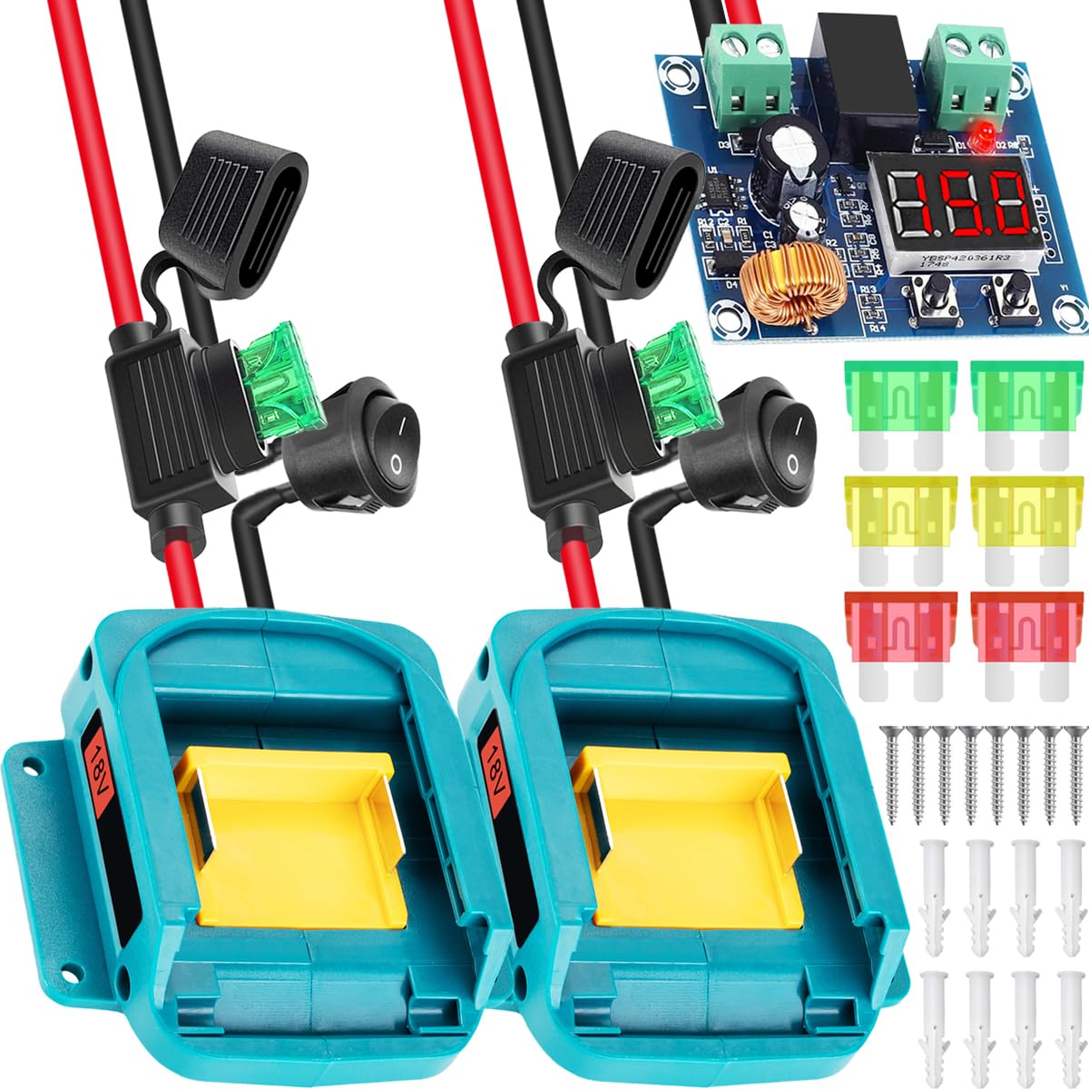 Xiatiaosann 2 Stück Power Wheel Adapter für Makita 18V Lithium-Akku, Power Konverter für DIY Arbeit Lichter, Ride On Truck, RC Spielzeug, Robotik, mit Schalter, Akkuanschluss für Elektrowerkzeug Xiatiaosann 2 Stück Power Wheel Adapter für Makita 18V Lithium-Akku, Power Konverter für DIY Arbeit Lichter, Ride On Truck, RC Spielzeug, Robotik, mit Schalter, Akkuanschluss für Elektrowerkzeug von Xiatiaosann